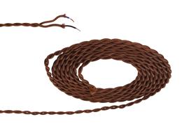D0536  Cavo 1m Red/Brown Braided Twisted 2 Core 0.75mm Cable